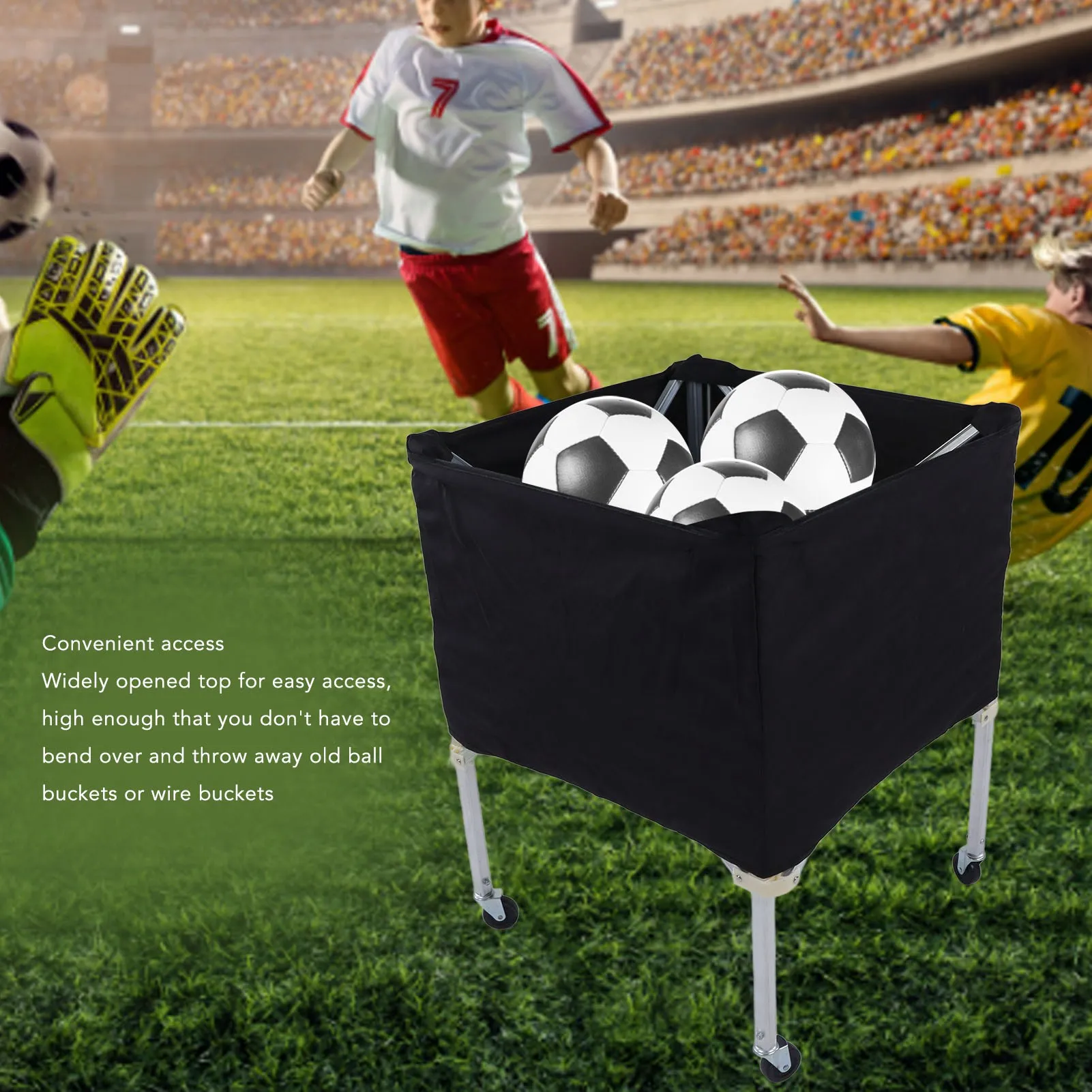 عربة الكرة المحمولة عربة الكرة بعجلات قابلة للطي عربة تخزين الكرة المحمولة لكرة السلة كرة القدم الكرة الطائرة عربة الكرة القابلة للطي #4