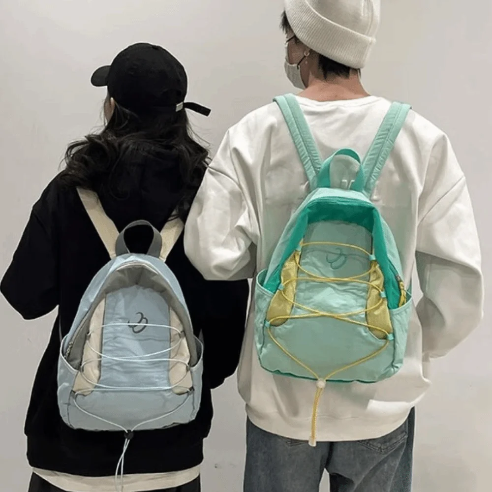 

Patchwork Contrast Color Lightweight Backpack Y2k Aesthetic Nylon Shoulder Bags Large Capacity Leisure Student Schoolbag