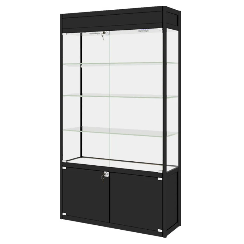 vitrine de vidro completa personalizada de alta qualidade com luz led 01