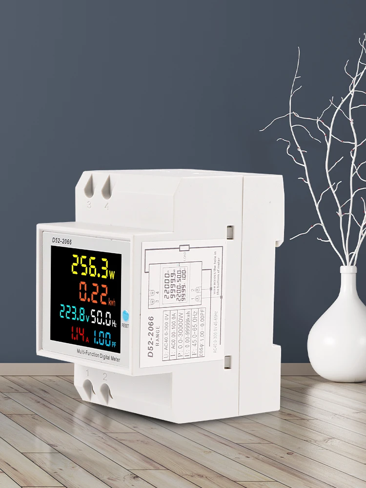 ETEK 6w1 Din Rail AC monitor 110V 220V 380V 100A napięcie prądu współczynnik mocy aktywny KWH miernik częstotliwości energii elektrycznej EKD52