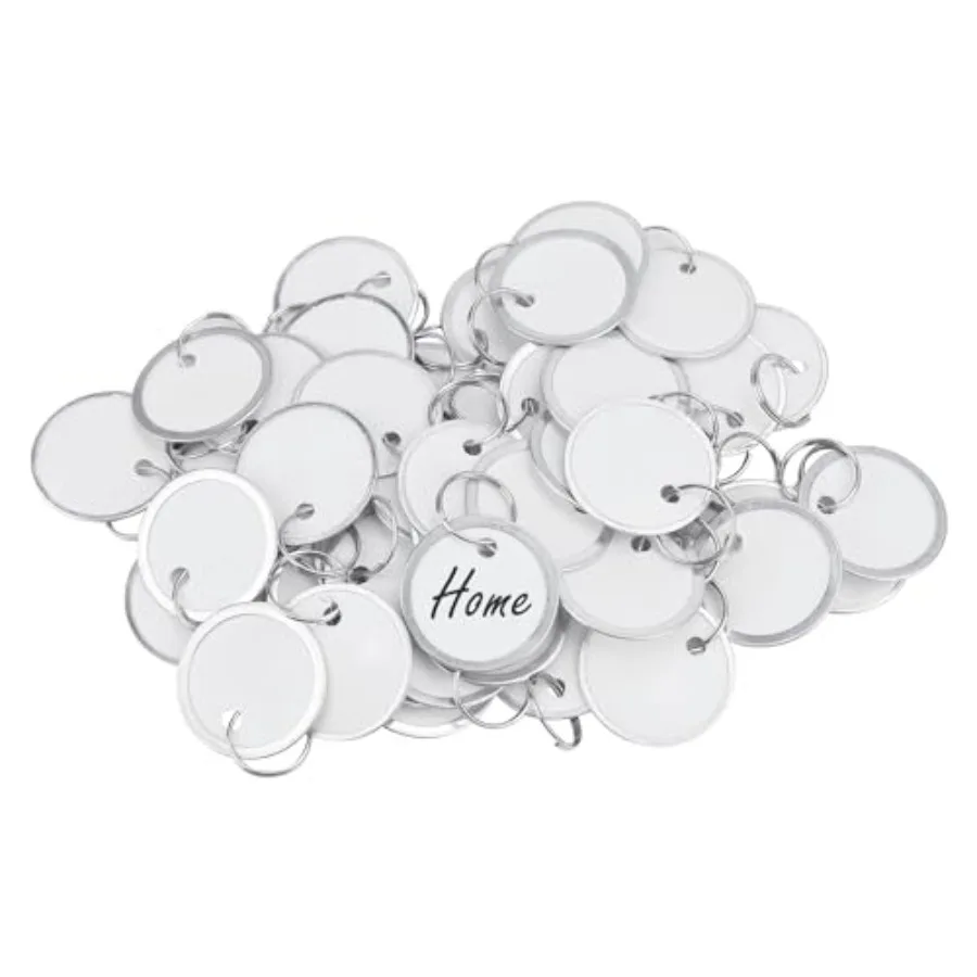 

50 Pcs Key Tags 1 Inch Paper Labels Writable Round Plastic Key Chain Tags with Split Rings Sturdy Lightweight Item Identifiers