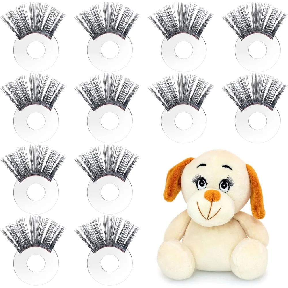 

12 шт., черные полоски для ресниц, защитные ресницы, поднос для ресниц, плюшевые аксессуары ручной работы, ремесленные ресницы для куклы «сделай сам»