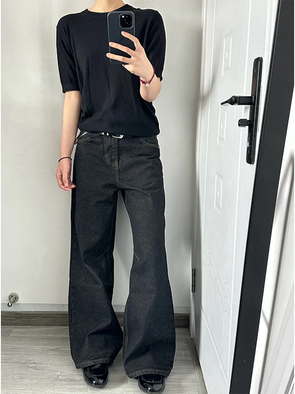 

Мужские джинсы Bla Denim A-Line: прямые брюки с микро-клешем, широкие штанины, повседневный стиль, молодежные, популярные