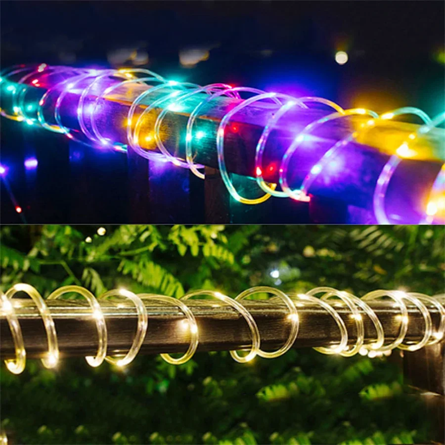 10/20/30M Solar Rope Light With Remote Outdoor Waterproof Copper Fairy String Tube Light for Tree Fence Patio Garden Decor