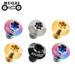 MUQZI 6PCS Titanium Screw M5 x 10mm Bike Disc Brake Rotor Bolts MTB Bicycle Ultralight Titanium Alloy T25 Torx Rotor Bolts