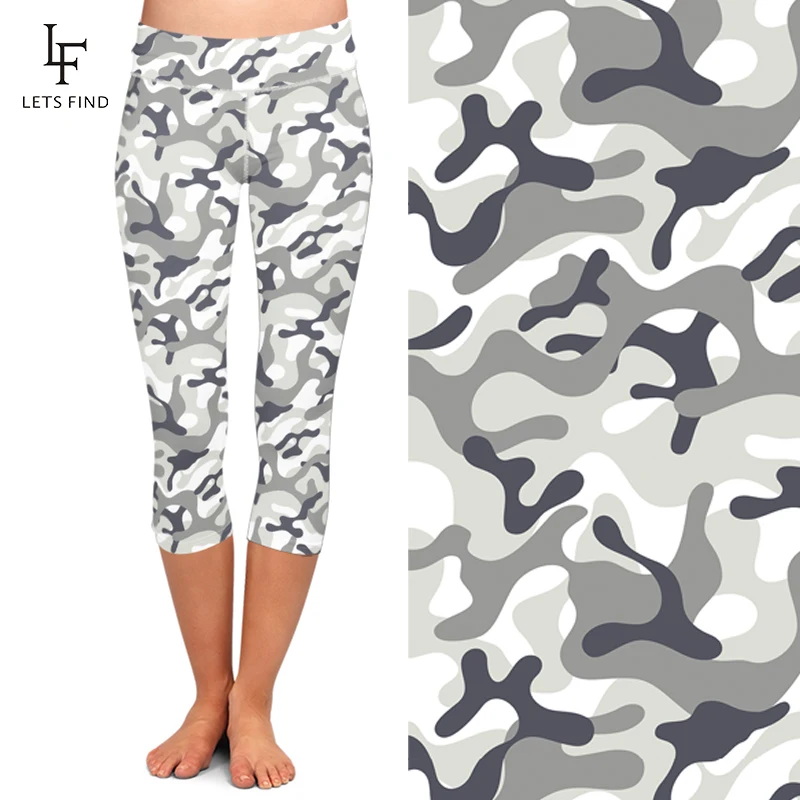 Hoge Kwaliteit Vrouwen Capri Leggings Hoge Elastische Camouflage Printing Leggings Zomer Vrouwen Fitness Broek