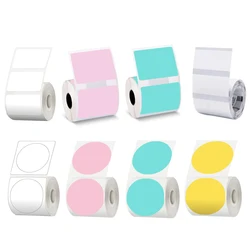 Phomemo-rollo de papel térmico redondo/cuadrado autoadhesivo, adhesivo para impresora de etiquetas, Compatible con M110, M220, M200, E210, P50, Detong P1, 1 unidad