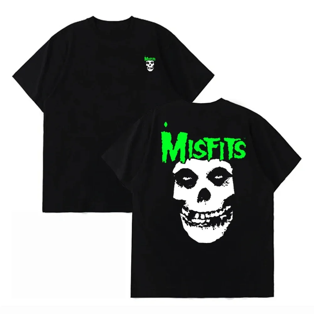 Men's Punk Skull Misfits Band Graphic Printed Tshirt 100_ Cotton Short Sleeve Tees Cool Designs Unisex Basic Tops Streetwear