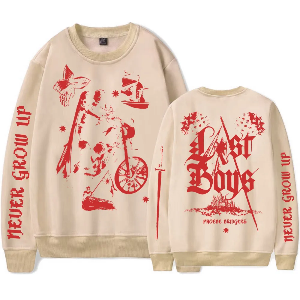 Lost Boys Langarm-Sweatshirt mit Rundhalsausschnitt, Phoebe Bridgers Design-Druckpullover, Never Grow Up Lost Weeknd Sudaderas Damen – Detail 4