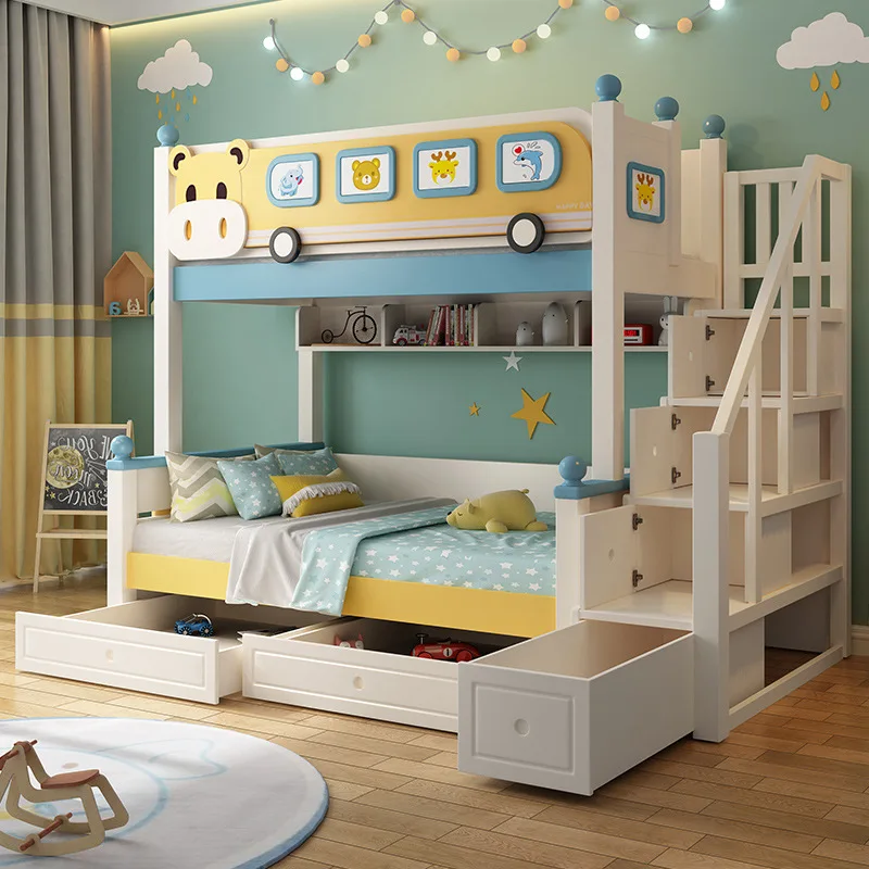 Children's furniture full solid wood two-layer double layer adult high and low mother and son top and bottom wooden beds