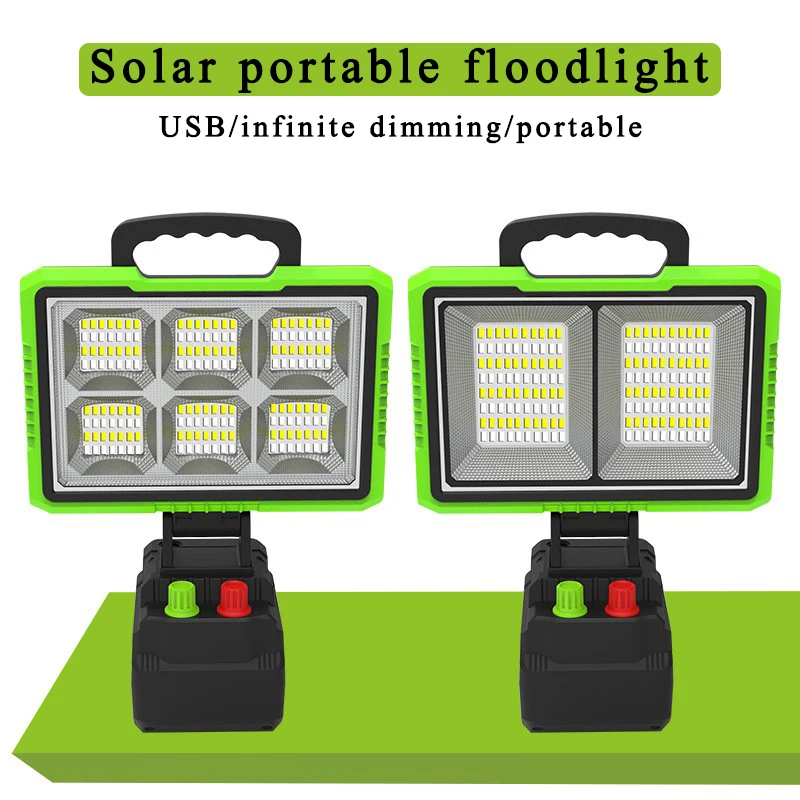 Lanternas solares portáteis com USB, holofote impermeável, pátio ao ar livre Camping Lights, holofote, holofote, escurecimento LED, lâmpada de trabalho