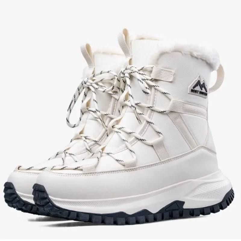 Men's and Women's Winter Sports Shoes, Trendy Snow Boots Warm and Plush Thick Waterproof and Anti Slip Outdoor Down Skiing Shoes