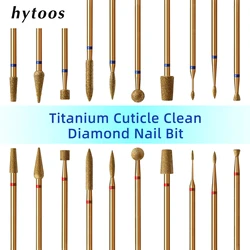 HYTOOS Cuticle Clean Nail Drill Bit Titanium Russian Nail Bits, Professional Safety Under Nail Cleaner for Cuticle Dead Skin