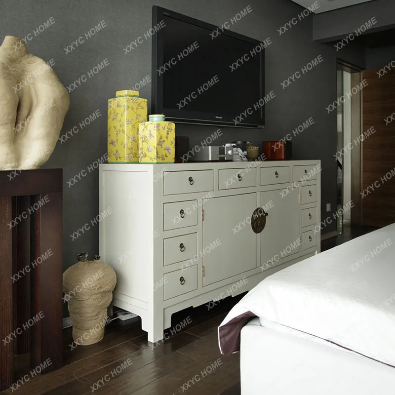 X-S New Chinese integrated multi-functional wine cabinet solid wood dining side cabinet HG