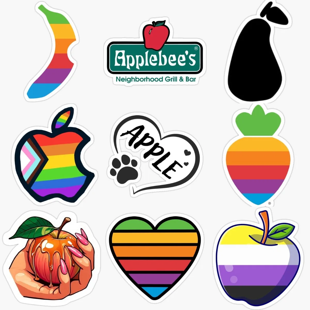 Creative Color Apple PVC Waterproof Stickers Accessories for Covered Scratch Decorate Car Van Wall Off-road Table Bicycle