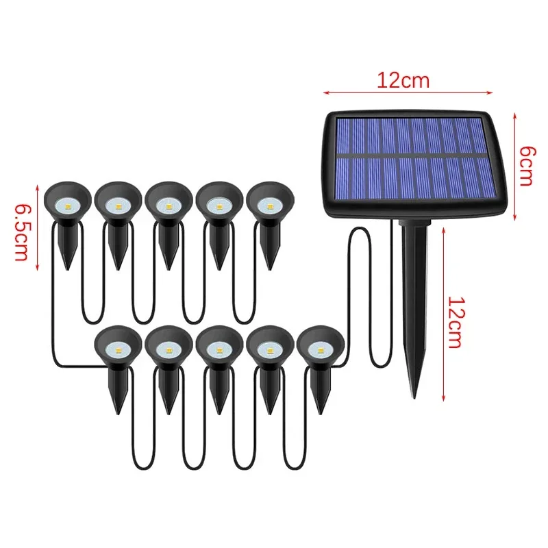 LED مصباح الحديقة الشمسية ، أضواء في الهواء الطلق ، أضواء مضادة للماء ، مسار الحديقة ، إضاءة المناظر الطبيعية ، فناء المنزل ، ديكور الفناء ، 10 قطعة