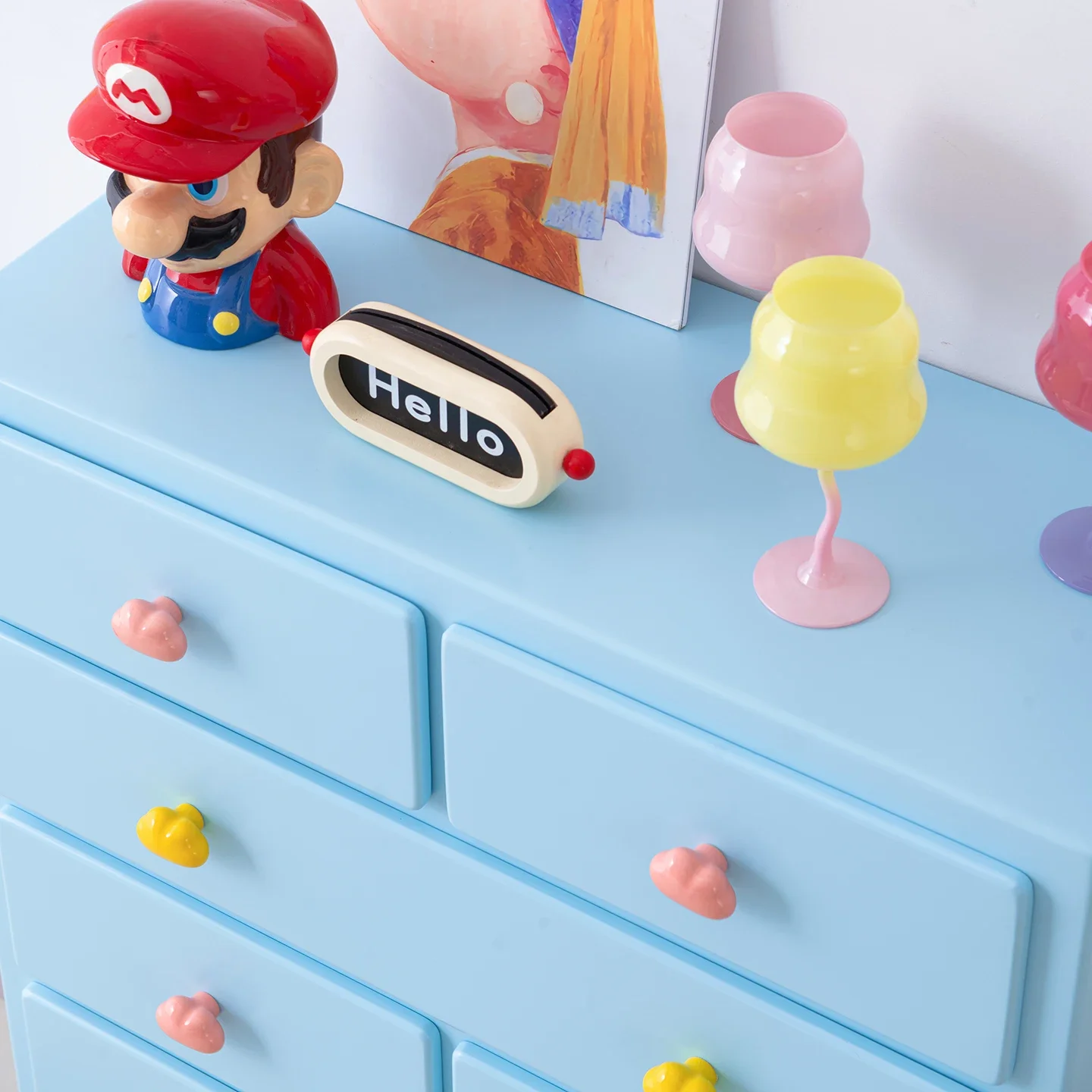 Dopamine chest, living room solid wood drawer cabinet, eight-bucket entrance cabinet, dining side cabinet,storage, pink cabinet.