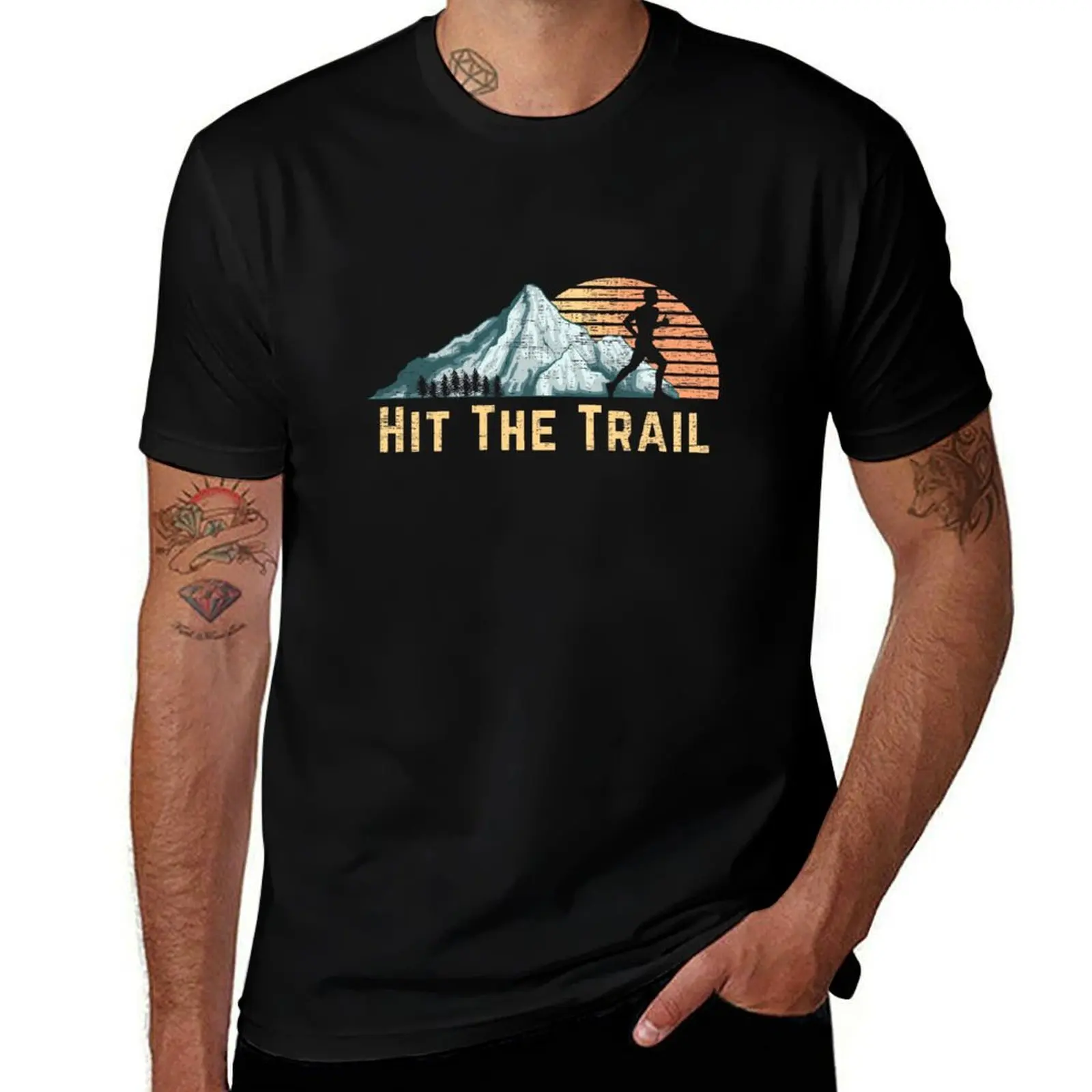 Camiseta de compresión para hombre, prenda de vestir, Estilo Vintage, corredor de montaña, Trail Running, talla grande