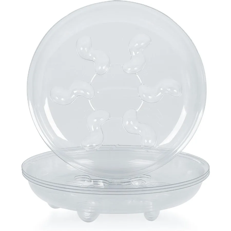 

5 штук 16-дюймовых прозрачных толстых пластиковых сверхпрочных прочных подносов для капель с блюдцем для растений 16 дюймов