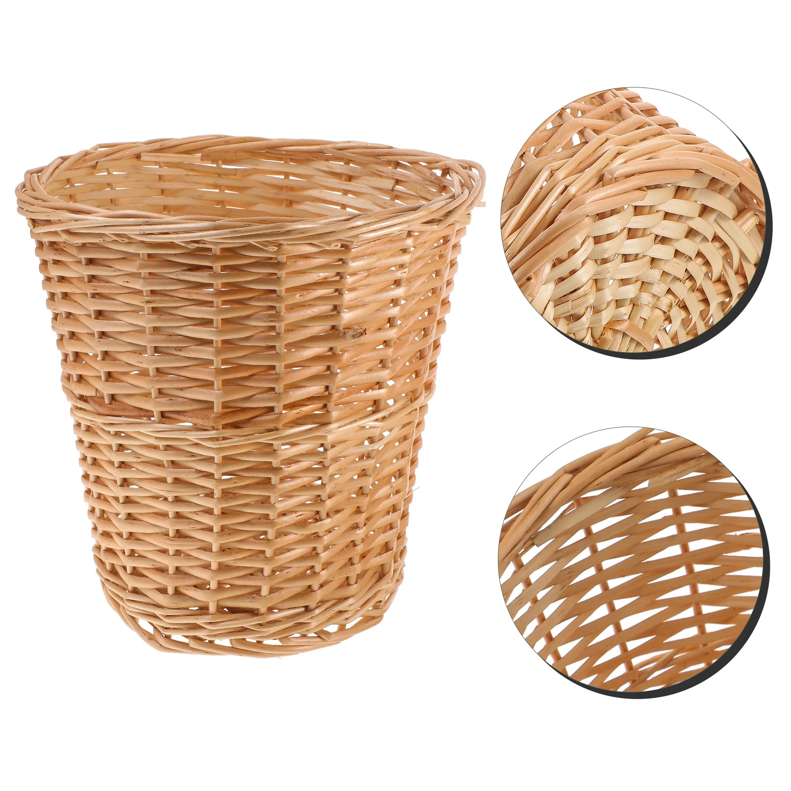 

Woven Trash Can Natural Style Handmade Basket For Home Office Bathroom Multi-Function Storage Waste Container Elegant