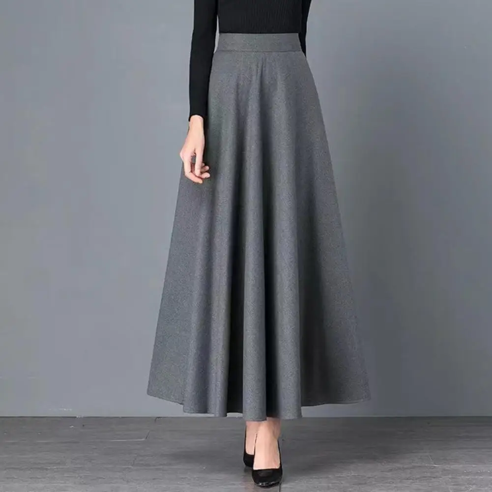 

Solid Color High-waisted Skirt High-waisted Long Skirt Elegant Women's Maxi Skirt with Pockets High Waist A-line for Everyday