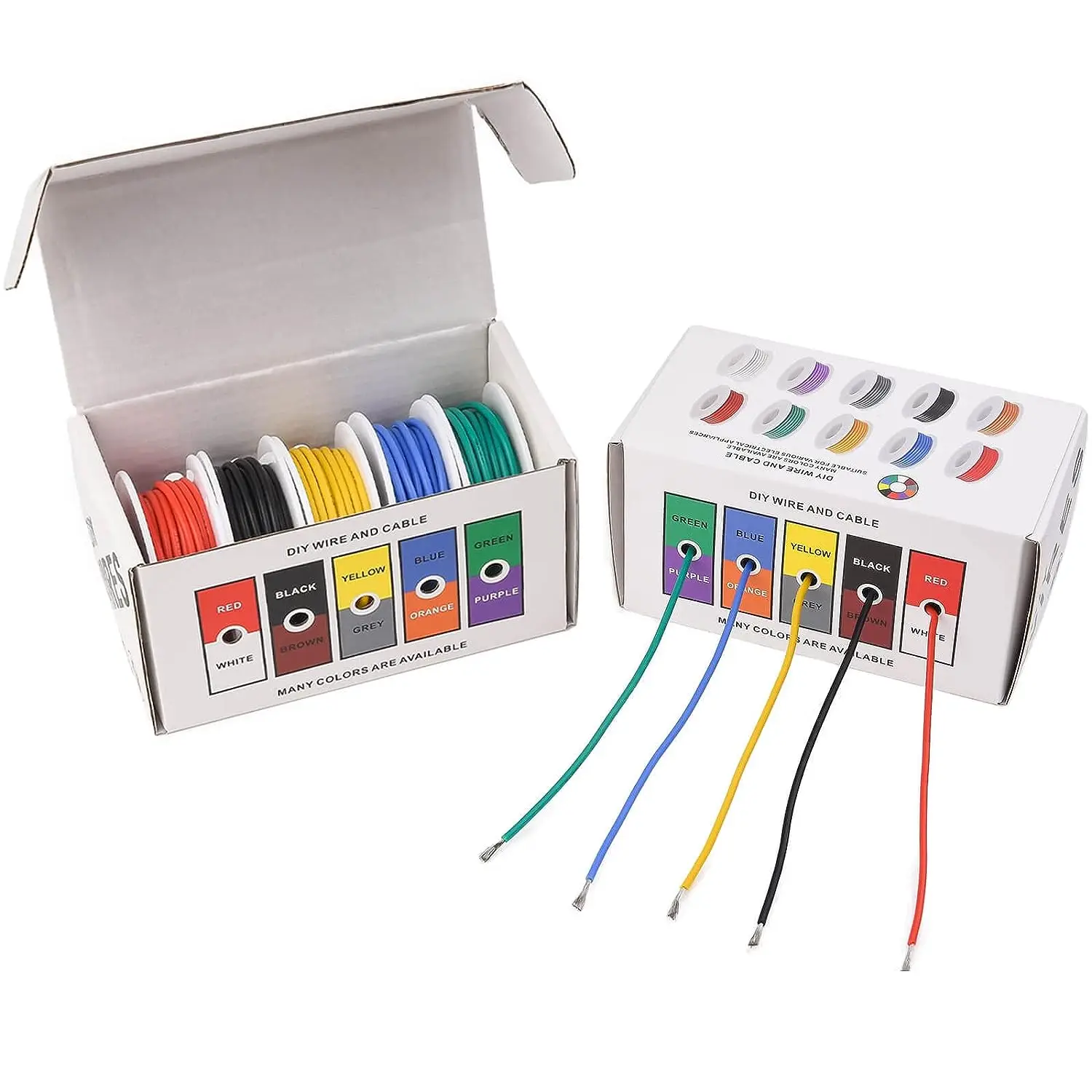 5 Colors Mix Kit UL1007 Wire PVC Insulation Tinned Copper Cable Stranded Electrical Line 30/28/26/24/22/20/18/16 AWG PCB Wire