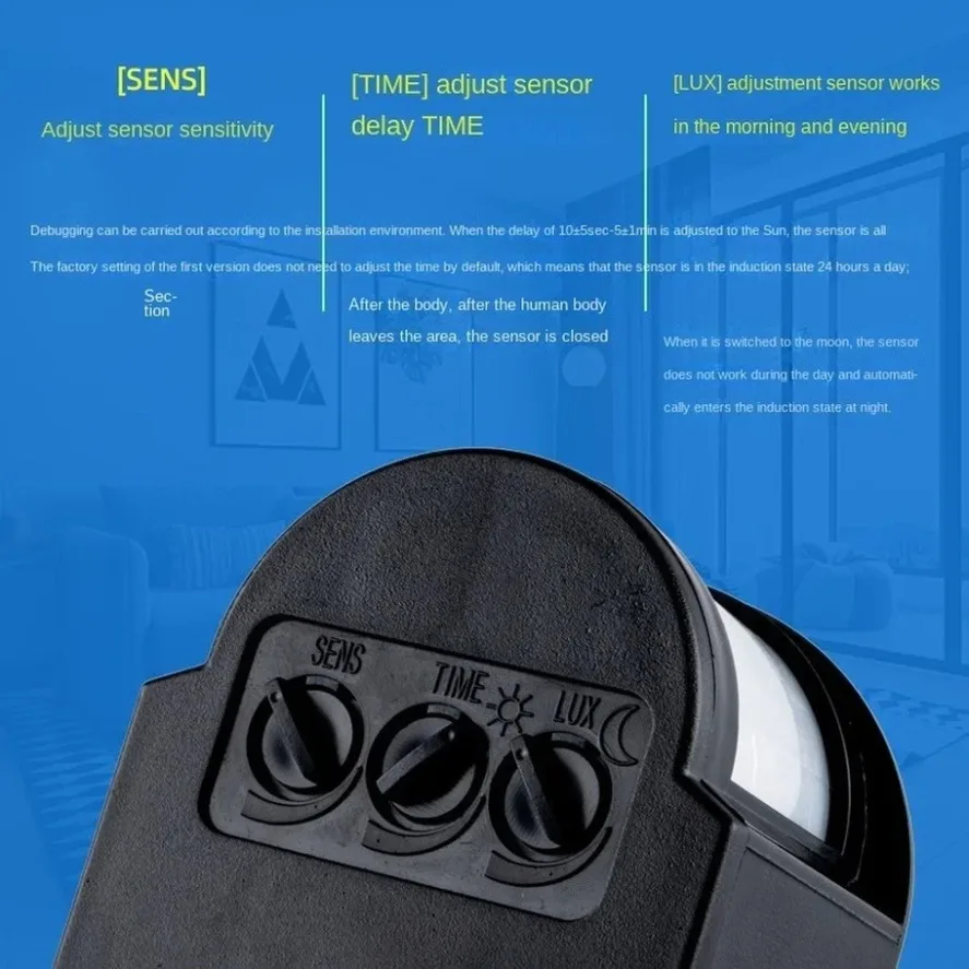 PIR Motion Sensor Switch With LED Light DC12V DC24V Motion Sensor Light Switch Outdoor AC85-265V Automatic Infrared