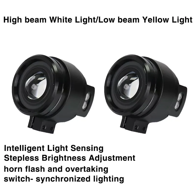 Quick-Release Auxiliary LightsMotorcycle Led Headlight Auxiliary Light J1S High Bright Spotlight Yellow White 120W Scooter Acc
