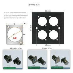 D-type 86 type 86MM brushed metal panel, 1-hole, 2-hole, 3-hole, 4-hole with screw hole, wall mounted, black and white