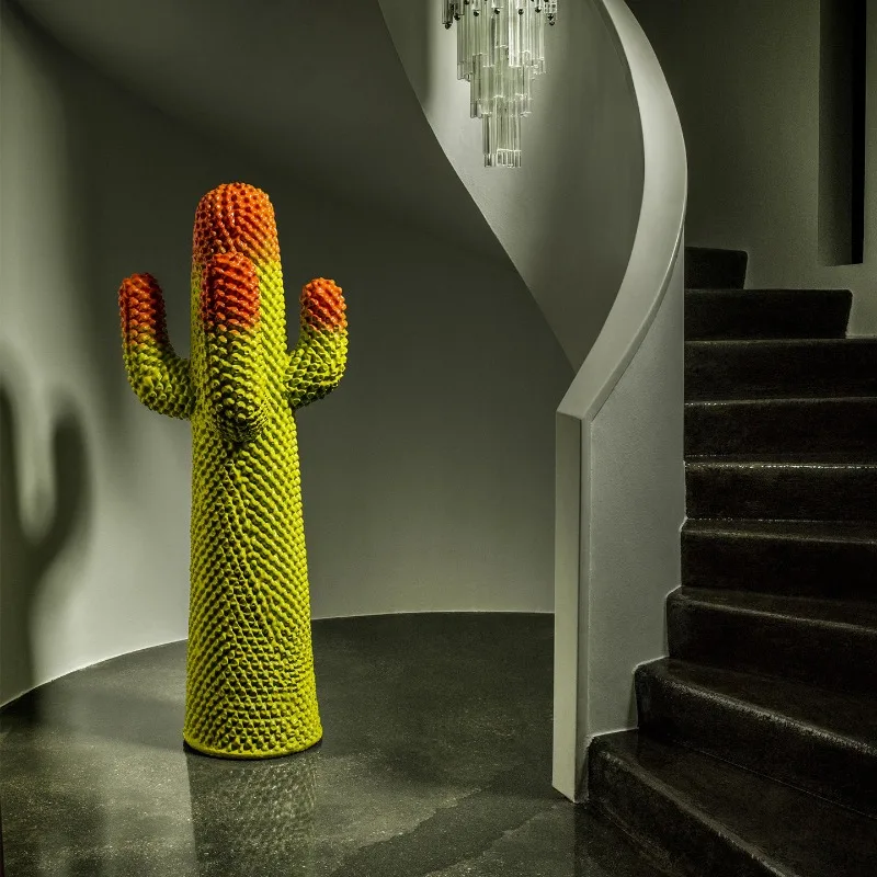 Italian living room hotel lobby large fiberglass floor ornament simulation plant decoration cactus coat rack