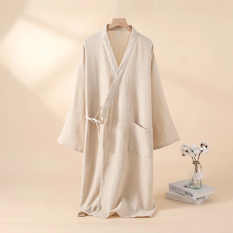 Kimono Robes for Men’s and Women’s Sleepwear Cotton Yarn Bathrobe Tied Cardigan Thin Home Clothes Couple’s Robes 3 Kimono Robes for Men's and Women's Sleepwear Cotton Yarn Bathrobe Tied Cardigan Thin Home Clothes Couple's Robes 3