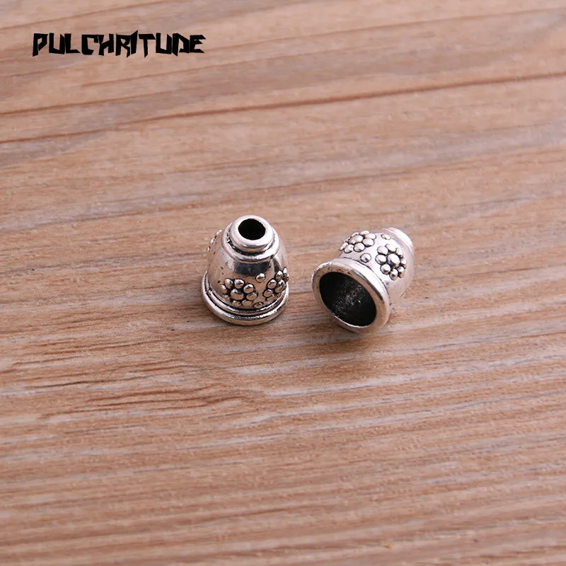 16pcs 10*10*11mm Two Color Retro Bead Caps Charm Hollow Flower  Pendants Jewelry Accessories DIY Receptacle Charms