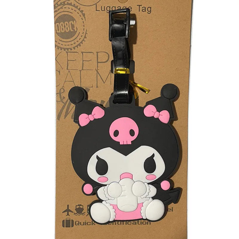 Kawaii Hello Kitty Luggage Label Anime Figures Melody Kuromi Luggage Tag Cartoon Suitcase ID Address Holder Baggage Boarding