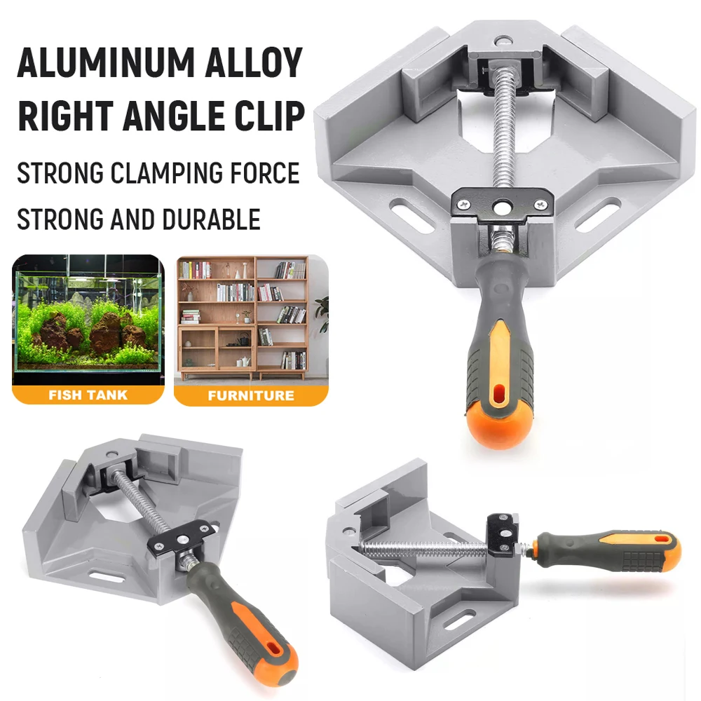 

90 Degree Right Angle Clip Clamp Single Handle Aluminum Alloy Corner Clamp Woodworking Picture Frame Clip Right Angle Folder