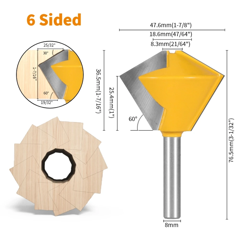 8mm 12mm 12.7mm Multi-Sided Bit Router Bit Wood Cutter Carbide Cutters Woodworking Milling Cutter for Wood Bit Face Mill Tools