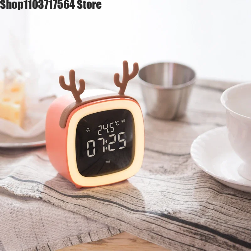 Cute pet study alarm clock students use creative simple cute digital clock alarm multi-functional bedside electronic clock