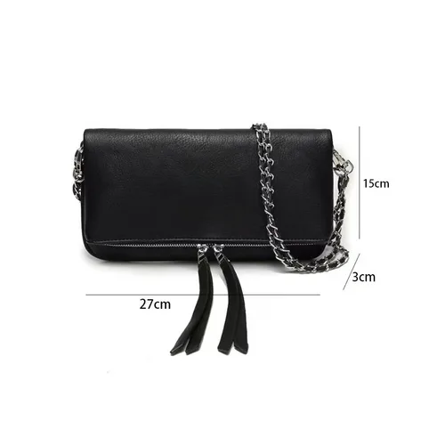Imagen 2 del producto Bolso cruzado clásico negro para mujer, nuevo bolso tipo sobre con cadena a la moda, bolso de hombro Retro de diseño lujoso para mujer