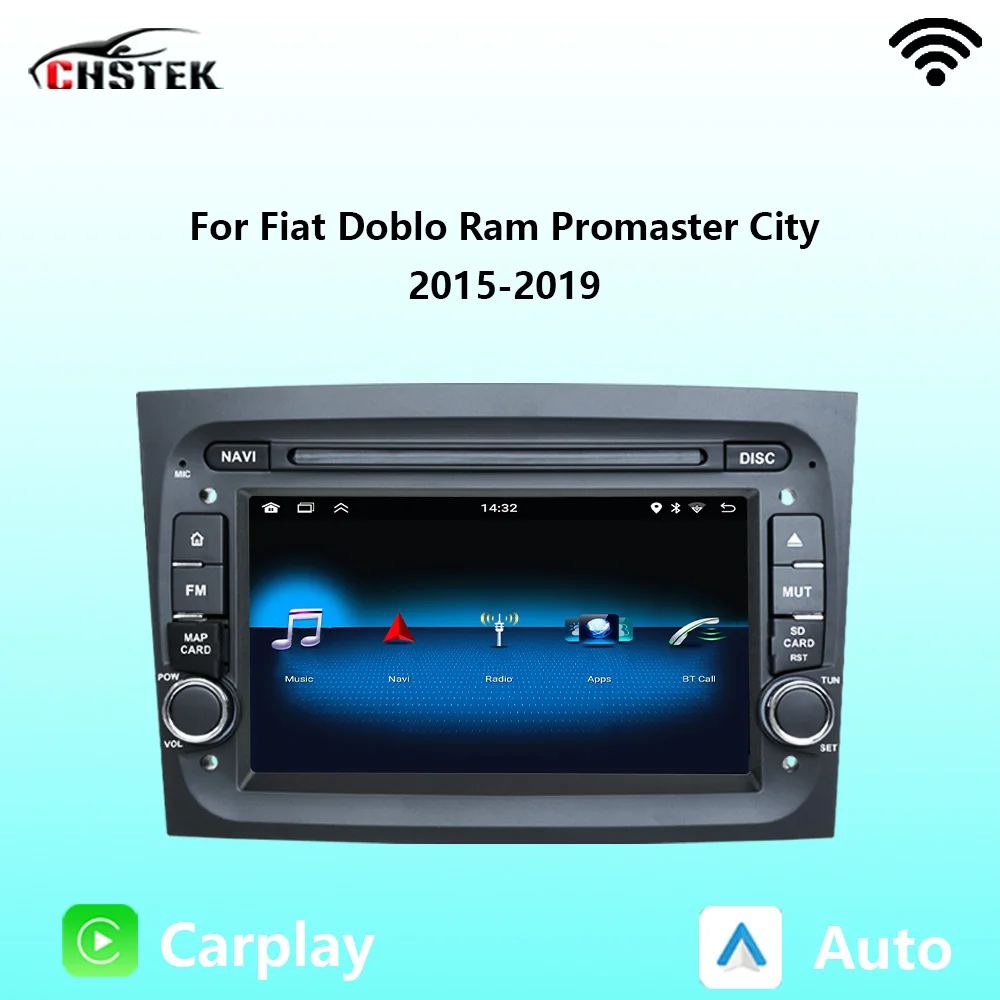 CHSTEK Car Radio Carplay Android Auto For Fiat Doblo 2015-2019 ProMaster City Ram Navigation Bluetooth5.0 WIFI Multimedia Stereo