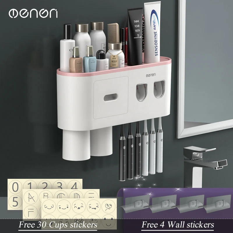 MENGNI-magnetische Adsorption invertierter Zahnbürsten halter Wand automatische Zahnpasta Quetscher Lager regal Bad zubehör