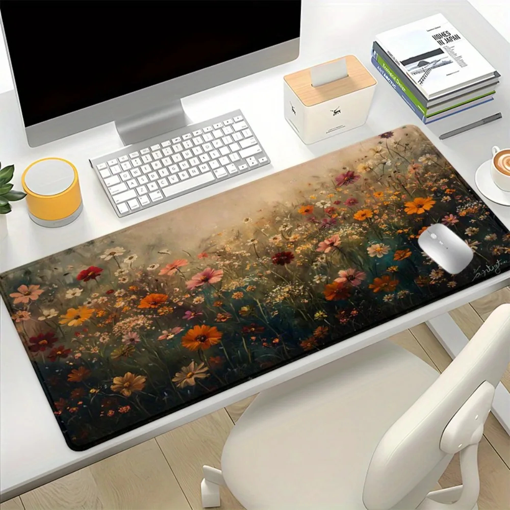 Gaming Mouse Pad XXL Daisy Landscape Desk Mat Rubber Non Slip Stitched Edge for Office Home Study Gaming Setup
