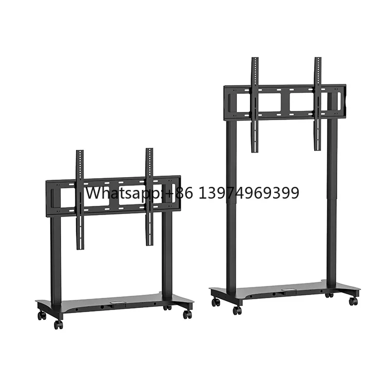 Modern Remote Control Motorized TV Mounts Electric Height Adjustable Mobile TV Cart Rolling TV Lift Cabinet Floor Stand