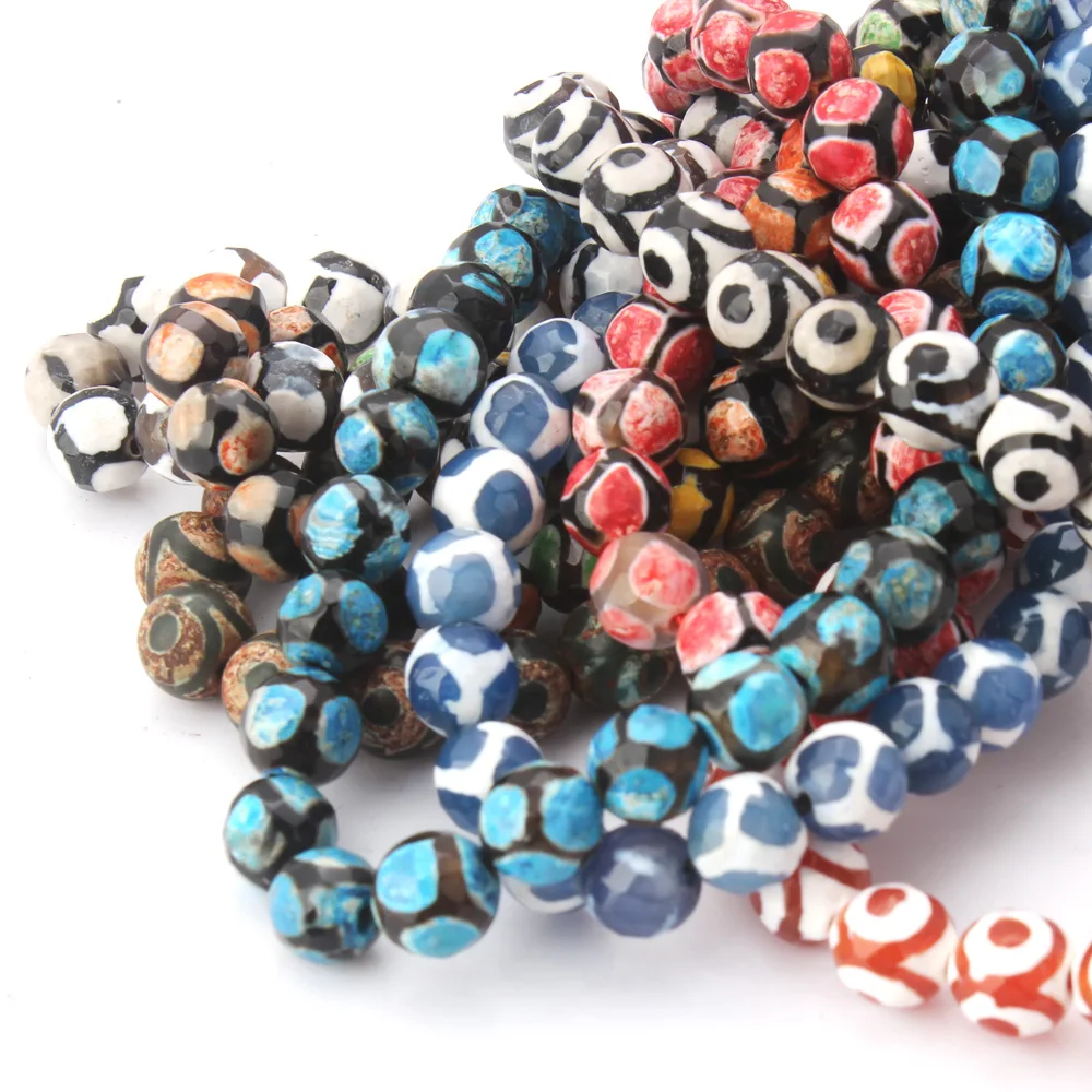8MM/String Natural Stone Faceted Agates Round Beads Spacer Loose For Jewelry Making Accessories DIY Bracelet Necklace Decoration