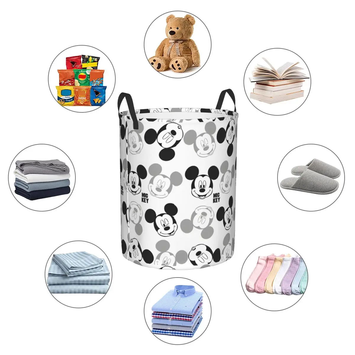 Disney Mickey Mouse Kids Toys Storage Basket for PlayRoom Decor Gift Laundry Hamper Baskets