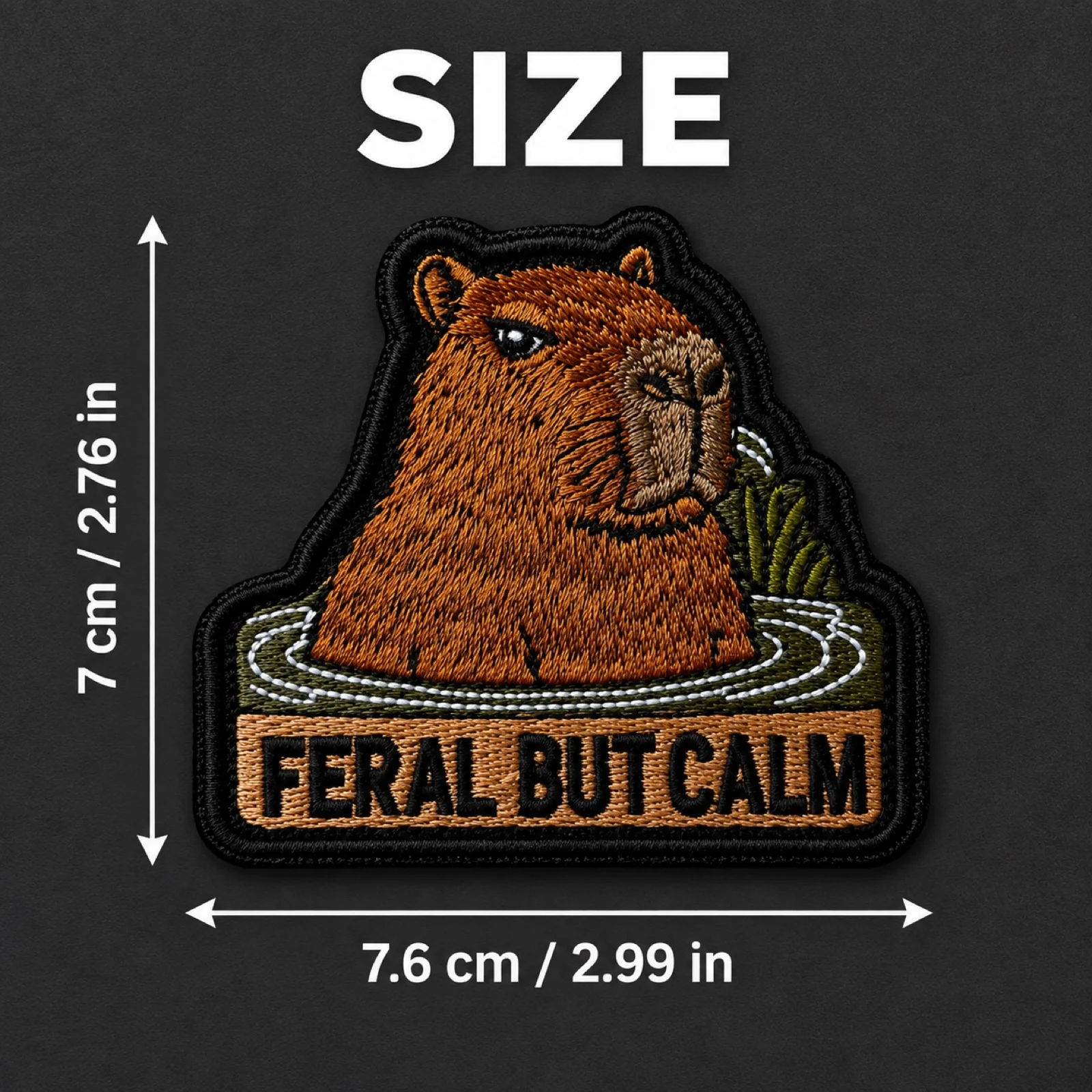 1PC Feral But Calm Capybara Borduurwerk Morale Patch Grappige Dieren Badge met Klittenband voor Rugzak, Jas, Vest