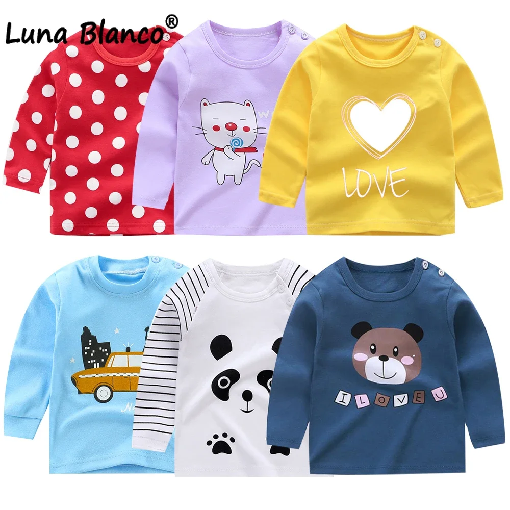 Camiseta de manga larga para bebé, ropa de algodón para niño de 6m, 12m, 2y 3y 4 años, ropa para niño pequeño
