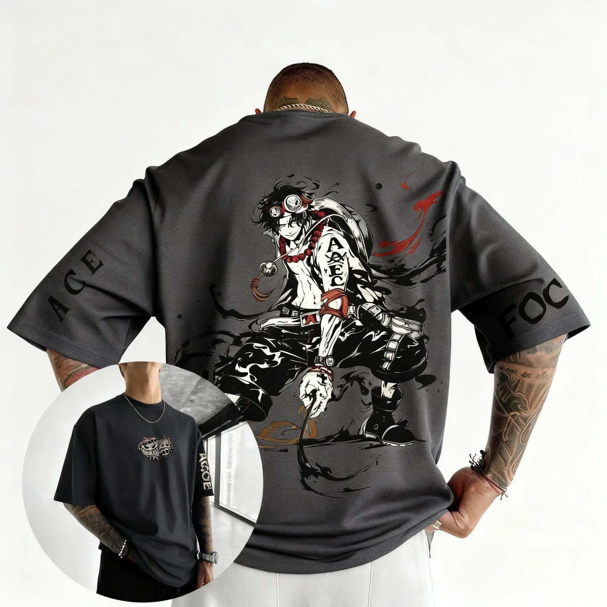 Camiseta de una pieza para hombre, ropa informal con estampado de Anime de Luffy, camiseta de manga corta, camiseta gráfica holgada informal de algodón, Tops Y2k a la moda