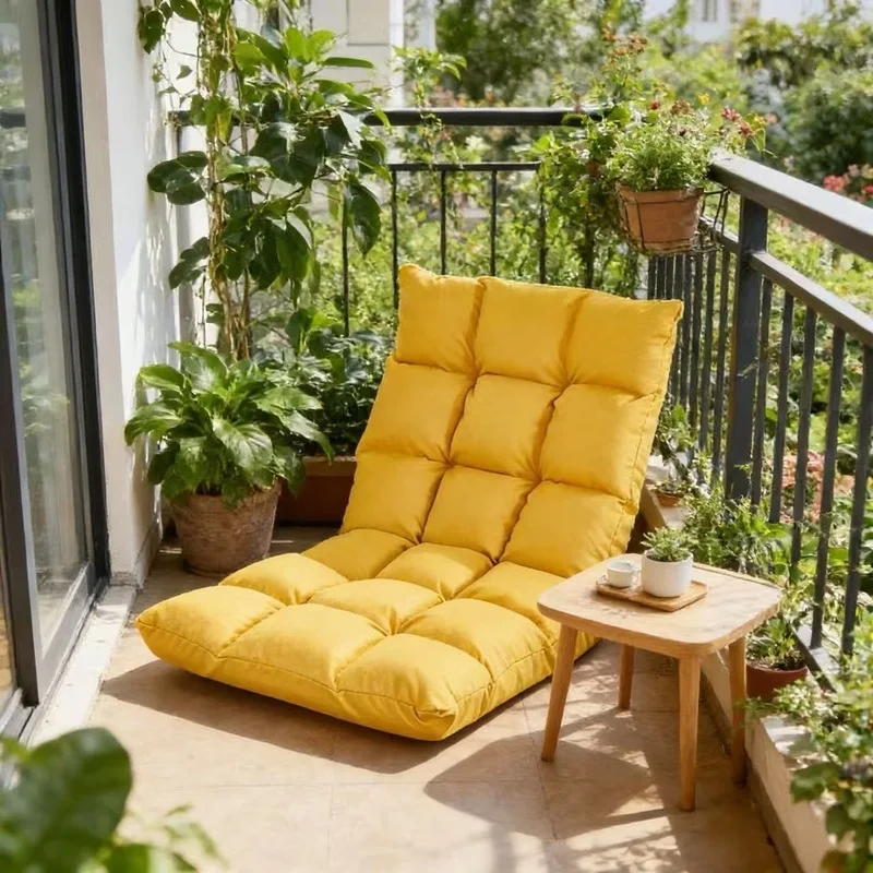 Foldable Tatami Lounge Chair with Armrest, Multi-angle Reclining Floor Sofa Bedroom & Bay Window Relaxing