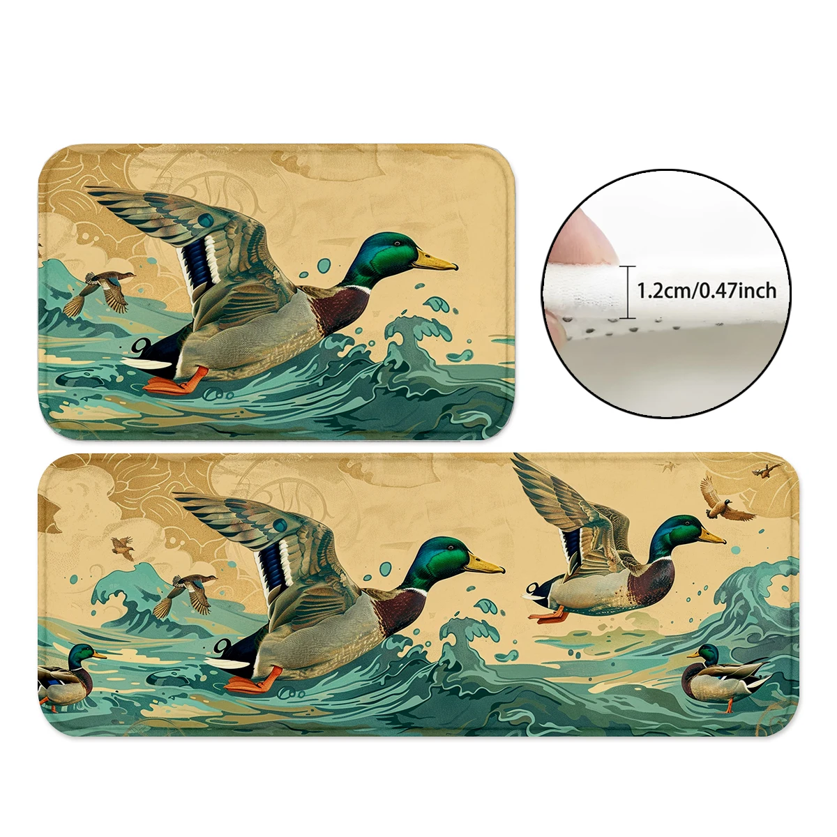 Wild Duck Mats Rugs, Non-Slip Backing Rugs, Water Absorbent Carpet for Playroom, Classroom, Bathroom, Dining Table, Kitchen