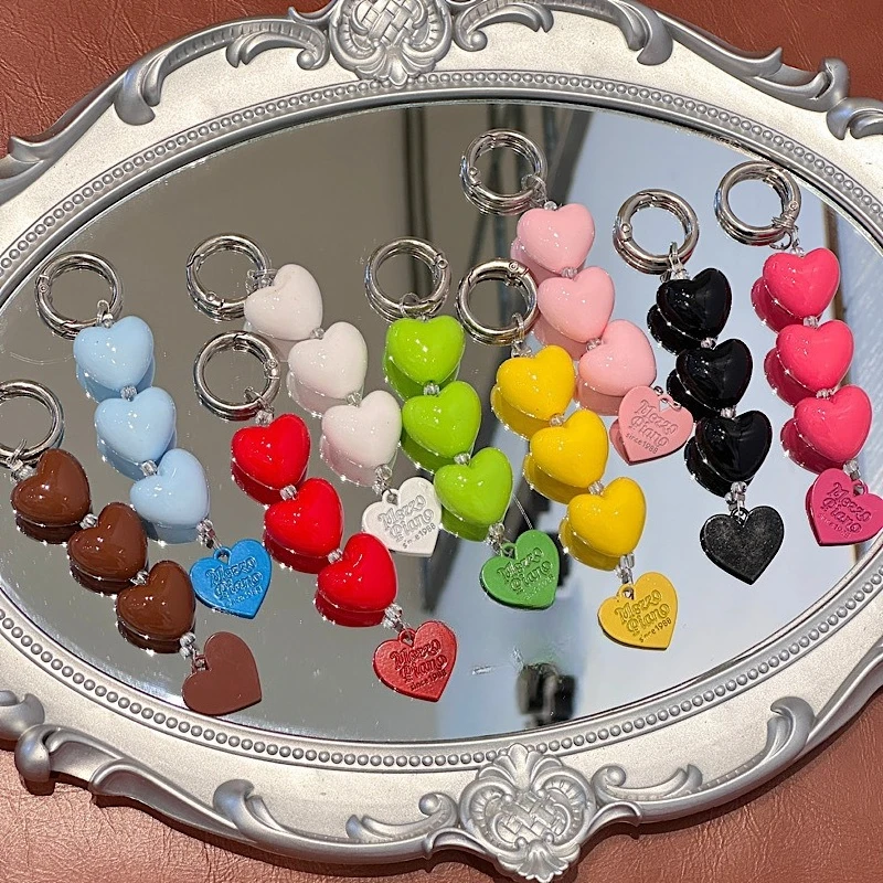 

Цветная цепочка для мобильного телефона, креативный брелок в форме сердца, декоративный кулон, аксессуар для автомобильных ключей, креативный дизайн, аксессуары для самостоятельного изготовления