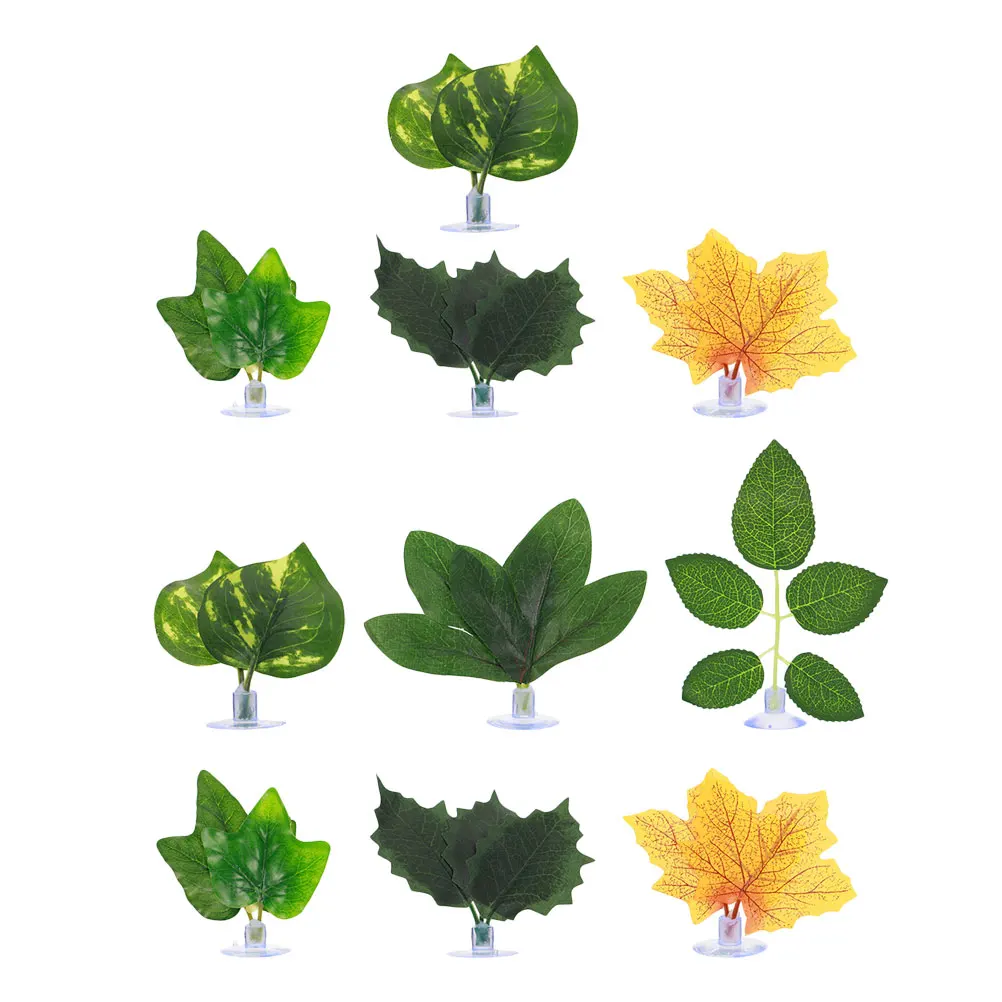 

10 Pcs Simulation Leaves Decorative Aquarium Artificial Landscape Plastic Fish Tank Accessory Easy Clean Realistic Shape